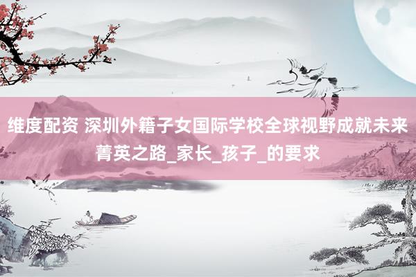 维度配资 深圳外籍子女国际学校全球视野成就未来菁英之路_家长_孩子_的要求