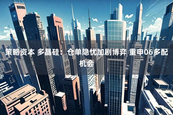 策略资本 多晶硅：仓单隐忧加剧博弈 重申06多配机会
