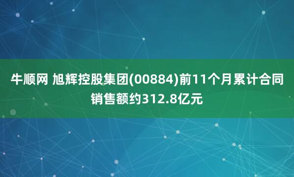 牛顺网 旭辉控股集团(00884)前11个月累计合同销售额约312.8亿元