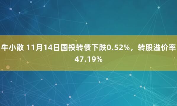 牛小散 11月14日国投转债下跌0.52%,转股溢价率47.19%